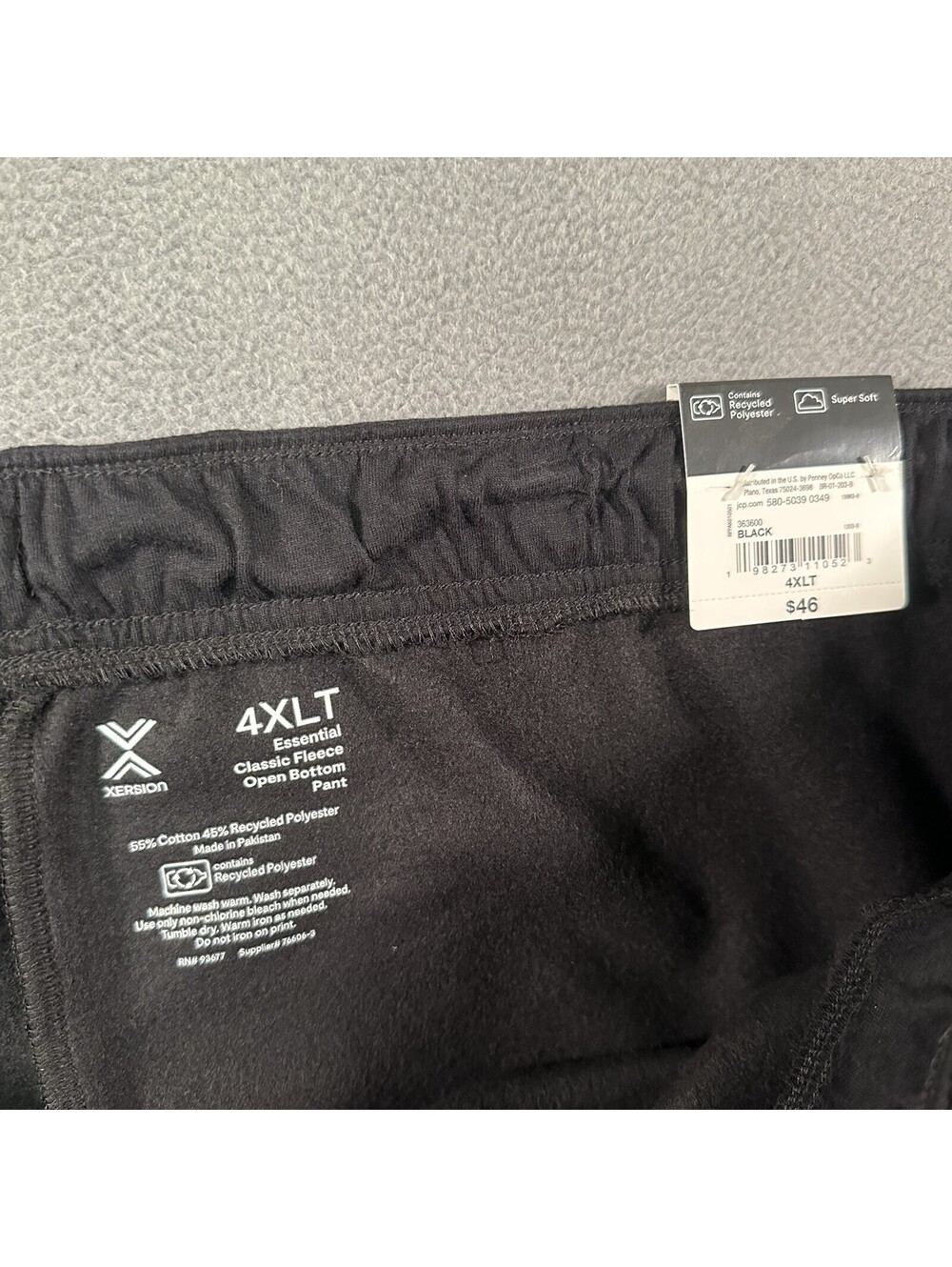 Xersion 3-Pack Fleece Sweatpants Mens 4XLT Loose Fit Open Bottom Black Gray Blue - Picture 6 of 8